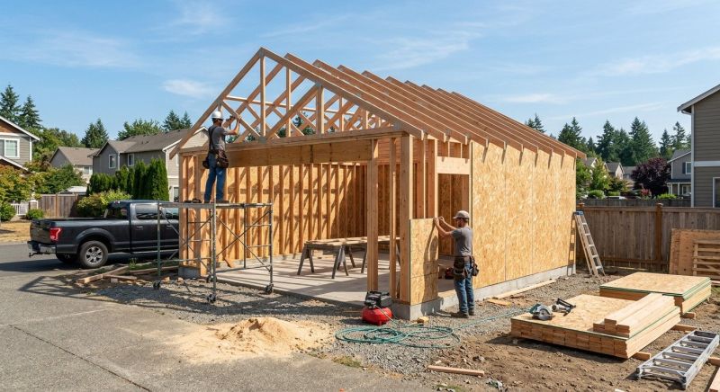 Two Story Garage Construction in Katy, TX