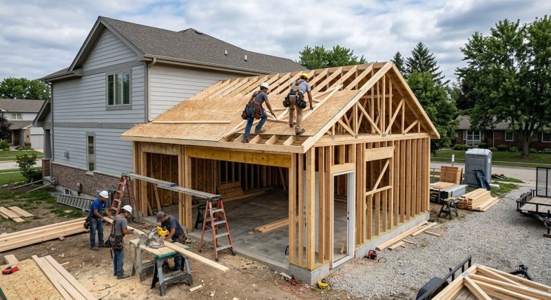 Two Story Garage Construction in Cypress, TX